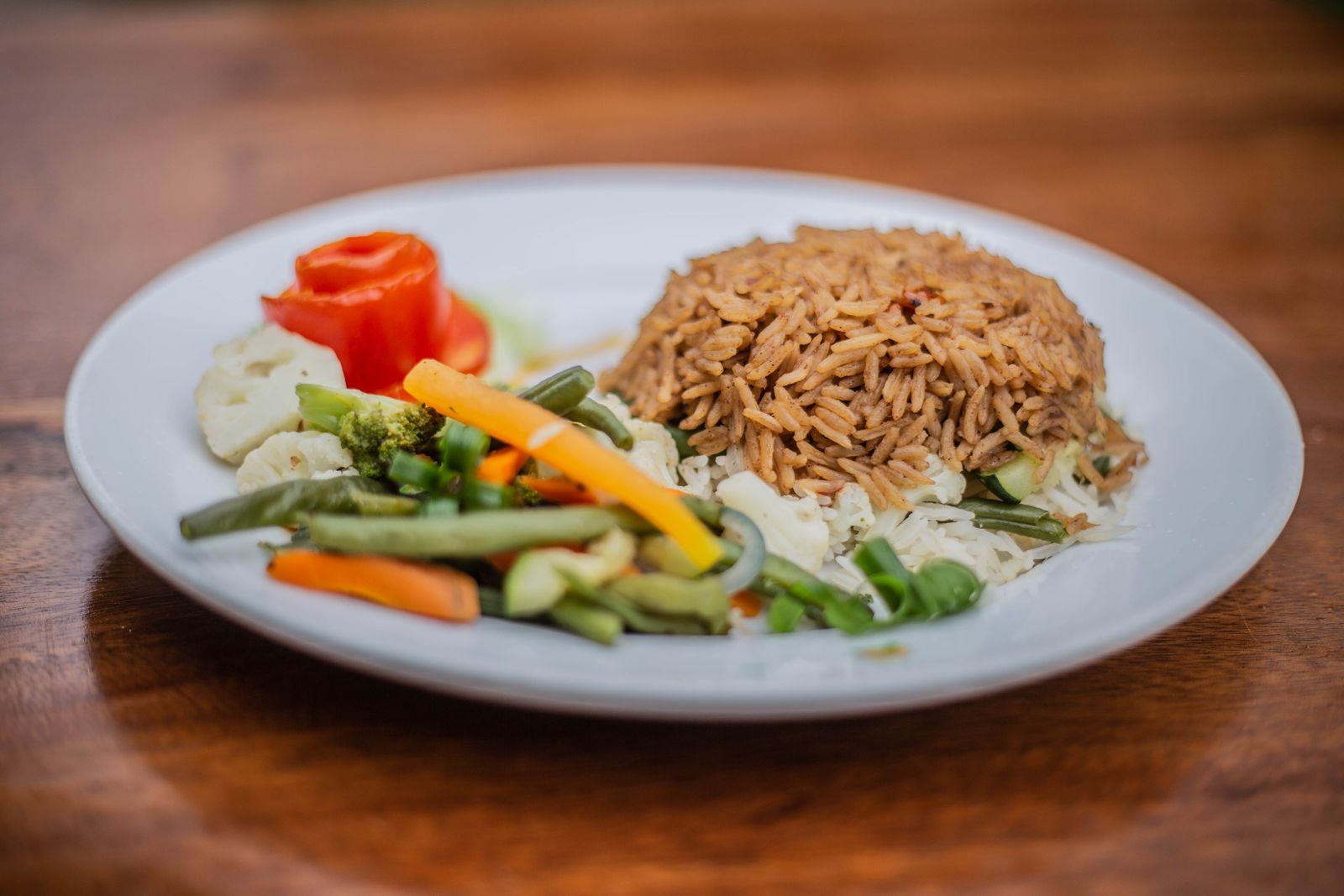 Arroz con verduras salteadas